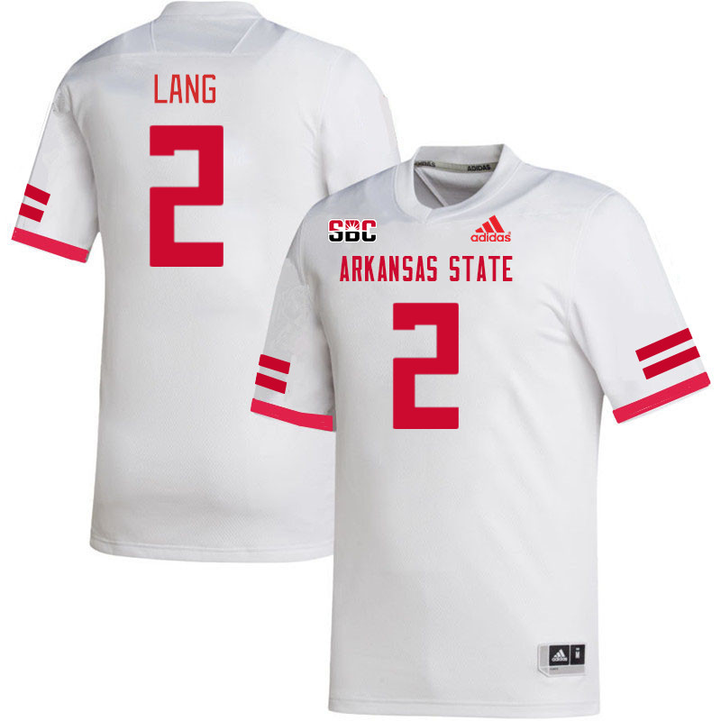 Men-Youth #2 Johnnie Lang Arkansas State Red Wolves College Football Jerseys Stitched-White